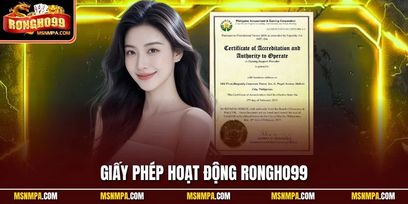 Giấy phép hoạt động Rongho99